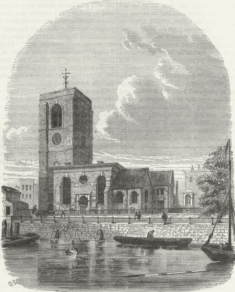 LONDON. Chelsea. Church, 1860 1880 old antique vintage print picture